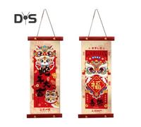 (as the picture, D) 1 Pair 2025 New Year Ornament Non-Woven Fabric Hanging Scroll Chinese Spring Festival Blessing Characters Ornament for Home Office Wall Door