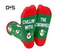(as the picture, D) 1 Pair Winter Socks Cartoon Snowman And Letter Print Warmth Retention Christmas High-tube Socks Leg Warmer Fall Winter Floor Socks Holiday Gift