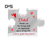(as the picture, D) Best Dad Acrylic Decoration Thank You Dad Puzzle Home Office Desktop Ornament Father-in-law Stepfather Father's Day Birthday Festival Gift