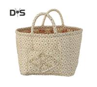 (as the picture, D) Boho Fabric Laundry Basket Floral Print Quilted Storage Basket Portable Folding Basket Bag with Handles for Home Clothes And Sundries