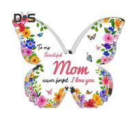 (as the picture, D) Butterfly Acrylic Ornament Mom Gift from Daughter or Son Clear Desktop Ornament for Mother's Day Valentine's Day Birthday Gift