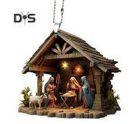 (as the picture, D) Christmas Pendant Ornament Jesus Family Prayer Scene Pendant Bright Colored Religious Symbol Pendant for Home Car
