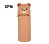(as the picture, D) Pencil Case Desktop Stand Up Pen Holder Cartoon Animal Design Silicone Pencil Storage Bag for Home School Office Supplies
