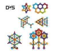 (as the picture, D) Snowflake Interlocking Building Block Toys Multi-Color Plastic Discs Building Set Early Learning Educational Toy for Kids 3+