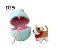 (as the picture, Dog) Surprise Easter Egg from Wool Felt Handmade Felted Easter Egg with Small Animals Hidden Inside Easter Basket Stuffer for Home Decor