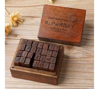 (as the picture, Draft capital) Yoofun 28pcs Alphabet Stamps Vintage Wooden Rubber Letter Standard Stamp Set for Craft Card Making Planner Scrapbooking Journals MYY