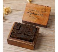 (as the picture, Draft lower case) Yoofun 28pcs Alphabet Stamps Vintage Wooden Rubber Letter Standard Stamp Set for Craft Card Making Planner Scrapbooking Journals MYY