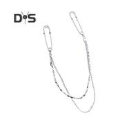 (as the picture, Dual Layer) Unisex Clothes Pin Single/Double Layer Chain Polished Large Pin Alloy Pants Shirt Chest Suit Skirt Decoration Everyday Prom Anniversary Graduation