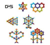 (as the picture, E) Snowflake Interlocking Building Block Toys Multi-Color Plastic Discs Building Set Early Learning Educational Toy for Kids 3+
