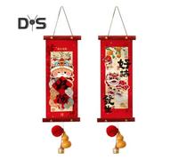 (as the picture, F) 1 Pair 2025 New Year Ornament Non-Woven Fabric Hanging Scroll Chinese Spring Festival Blessing Characters Ornament for Home Office Wall Door
