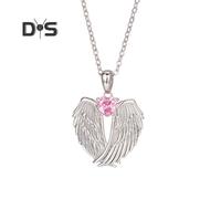 (as the picture, F) Angel Wings Necklace Rhinestone Hug Guardian Wings Pendant Necklace Zircon Birthstone Jewelry Gift for Her