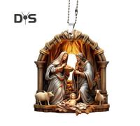 (as the picture, F) Christmas Pendant Ornament Jesus Family Prayer Scene Pendant Bright Colored Religious Symbol Pendant for Home Car