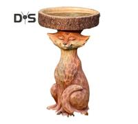(as the picture, F) Garden Birds Feeder Resin Statue Outdoor Patio Yard Lawn Free Standing Fairy Tree House Animal Sculpture Ornament Birds Baths Bowl Watering Feeding