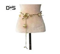 (as the picture, F) Women Waist Chain with Tassel Butterfly Flower Charm Faux Pearl Belt Chain Multi-layered Beaded Belly Jewelry Dance Performance Club Party Body