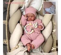 (as the picture, full silicone boy) Lifelike 49cm Asleep Reborn Baby Doll Loulou Full Vinyl Body Newborn Babies Doll 3D Painted Skin Realistic Simulation Doll Parent-child Companion Toys