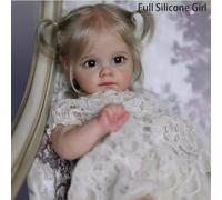(as the picture, Full silicone Girl) 60cm Reborn Doll Maggie Hand-detailed Painting With Visible Veins Lifelike 3D Skin Tone Newborn Doll For Children Birthday Gift