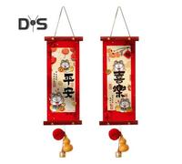 (as the picture, G) 1 Pair 2025 New Year Ornament Non-Woven Fabric Hanging Scroll Chinese Spring Festival Blessing Characters Ornament for Home Office Wall Door