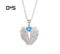 (as the picture, G) Angel Wings Necklace Rhinestone Hug Guardian Wings Pendant Necklace Zircon Birthstone Jewelry Gift for Her