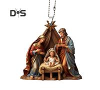 (as the picture, G) Christmas Pendant Ornament Jesus Family Prayer Scene Pendant Bright Colored Religious Symbol Pendant for Home Car