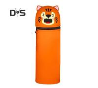 (as the picture, G) Pencil Case Desktop Stand Up Pen Holder Cartoon Animal Design Silicone Pencil Storage Bag for Home School Office Supplies
