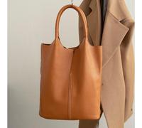 (as the picture) Genuine Leather Premium Sense Commuter Tote Bag Niche Simple Ladies Everything Soft Pittote Shoulder Handbag Large Capacity