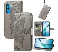 (as the picture, Grey) For Xiaomi Redmi Turbo 4 5g/xiaomi Poco X7 Pro 5g Case With Strap Butterfly Pattern Pu Leather Wallet Phone Cover