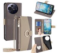 (as the picture, Grey) Wallet Case For Tcl 50 Nxtpaper 5g/50 Pro Nxtpaper 5g Mirror Leather Phone Cover With Chain Shoulder Strap
