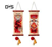 (as the picture, H) 1 Pair 2025 New Year Ornament Non-Woven Fabric Hanging Scroll Chinese Spring Festival Blessing Characters Ornament for Home Office Wall Door
