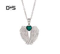(as the picture, H) Angel Wings Necklace Rhinestone Hug Guardian Wings Pendant Necklace Zircon Birthstone Jewelry Gift for Her