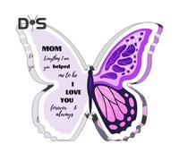 (as the picture, H) Butterfly Acrylic Ornament Mom Gift from Daughter or Son Clear Desktop Ornament for Mother's Day Valentine's Day Birthday Gift