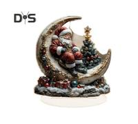 (as the picture, H) Christmas Acrylic Desktop Ornament Flat Snowy Cabin Ornament with Base Christmas Village Log Cabin Ornament for Holiday Table Decor
