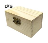 (as the picture, Horizontal) Unfinished Wooden Box DIY Pine Wood Treasure Chest with Locking Clasp Hinged Lid Jewelry Storage Box for Family Friends