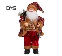 (as the picture, I) Christmas Santa Doll Decoration 12-inch Plush Standing Santa Holding Gifts Figure Christmas Party Supplies For Home Desk Bookshelf Windowsill Decor
