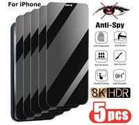 (as the picture, iPhone 16 Pro) 5Pcs Privacy Screen Protector for IPhone 16 14 11 12 13 15 Pro Max Mini Plus Anti-spy Tempered Glass