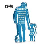 (as the picture, J) Family Love Acrylic Ornament Father Mother Child Silhouettes Ornament Desktop Freestanding Acrylic Block for Home Office Decor Valentine's Day