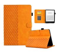 (as the picture, Khaki) For Amazon Kindle Paperwhite (2024) Case Card Slots Leather E-reader Cover Block Pattern