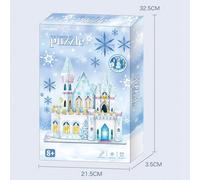 (as the picture) Kids 3D Puzzle Ice Castle House with Light Jigsaw Building Model DIY Handmade Dollhouse Early Learning Educational Toys Gift for Children