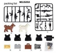 (as the picture) Kids Building Blocks Military Equipment Accessories Weapon Box Bulletproof Vest Police Dog Set Assembly Block Bricks Toys