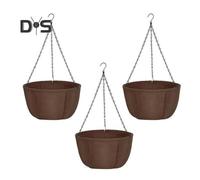(as the picture, L 3pcs) 3 Pcs Outdoor Hanging Planters Fabric Flower Baskets with Metal Chains Breathable Hanging Pots for Orchids Ferns Balcony Porch Decor