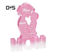 (as the picture, L) Family Love Acrylic Ornament Father Mother Child Silhouettes Ornament Desktop Freestanding Acrylic Block for Home Office Decor Valentine's Day