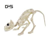 (as the picture, L) Halloween Decoration Mini Skeleton Bone Statues Poseable Rat Dog Spider Cat Owl Skeleton Figurine for Haunted House Party Decor