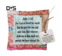 (as the picture, L) Mini Prayer Quilt Vintage Prayer Quilt with Wooden Gadget Inside Handmade Pocket Prayer Quilt Squares Religious Gift for Christians Friends