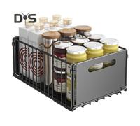 (as the picture, L) Pull-out Storage Rack Cabinet Organizer with Handle Large Capacity Strong Load-bearing Smooth Edge Pull-Out Shelves Organizer