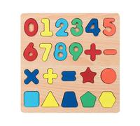 (as the picture, Laser high quality version-0-9 digital shapes) Wooden 3D Number Shape & Letter Puzzle Building Blocks for Children's Education