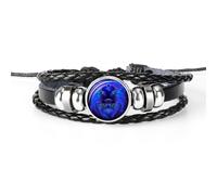 (as the picture, Leo) 12 Constellation Handmade Leather Bracelet Woven Multi-layer Punk Twelve Zodiac Couple Bracelet