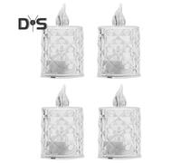 (as the picture, M) 4Pcs Crystal Flameless Candle Lights LED Tealight Candles Battery-Operated Twinkling Light Fake Candles for Weddings Home Decor