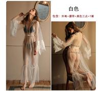 (as the picture, M) Spring and summer sexy mesh robe, three-point pure desire temptation large-size suit