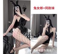 (as the picture, M (suitable for within 55kg)) Sex lingerie sexy passion bunny patent leather suit teasing one-piece uniform seduction Sao