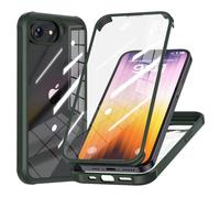 (as the picture, Midnight Green) For Iphone 16e Case Double-sided Tempered Glass+silicone+tpu Phone Cover