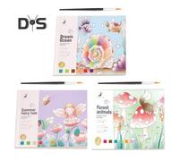 (as the picture, Mixed Style) Watercolor Coloring Book for Kids Toddlers Mess-Free Pocket Painting Graffiti Paper Arts Crafts Drawing Set with Brushes Paints for Travel Activities